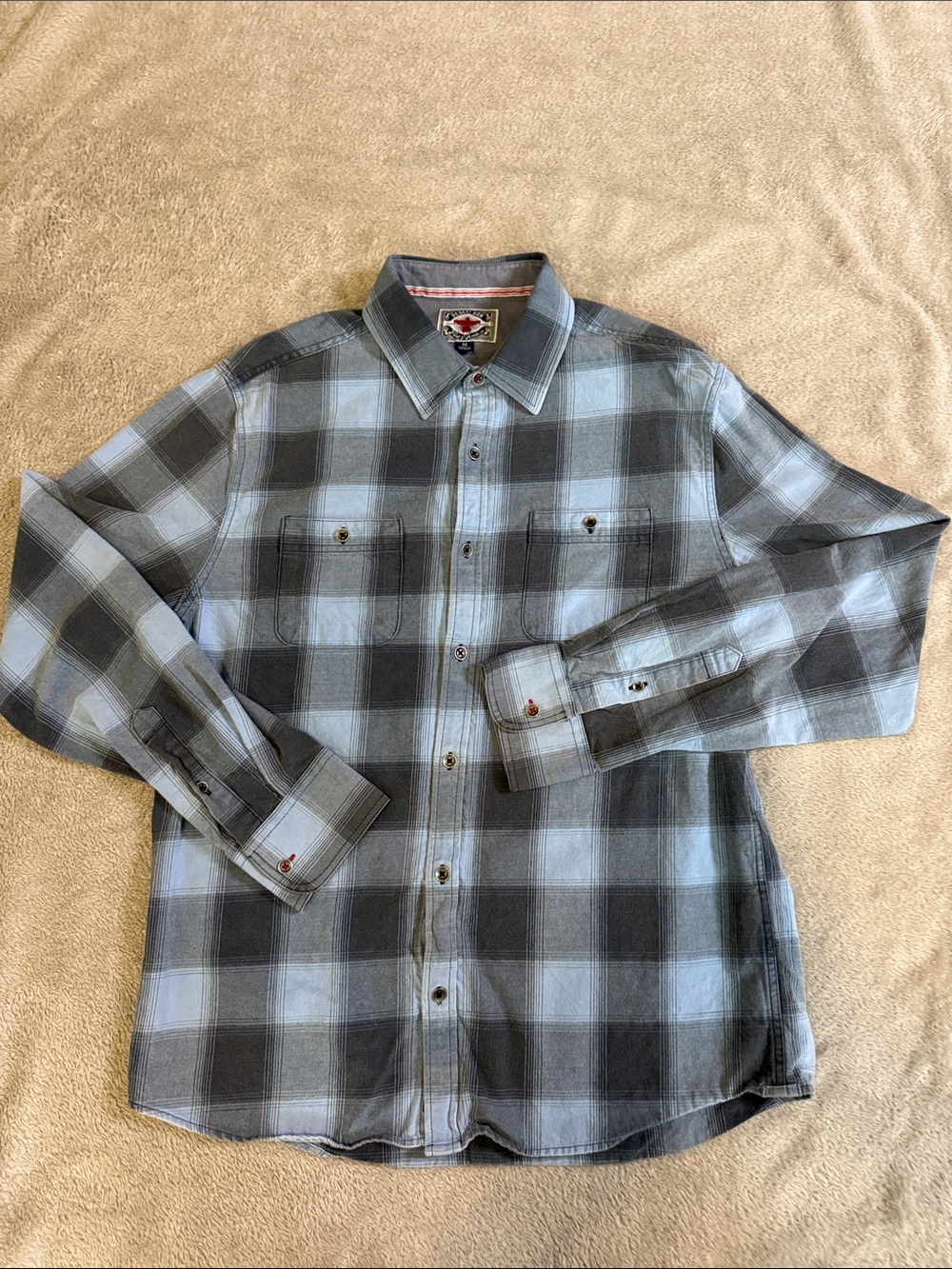 Desert Son Men's Medium Blue and Gray Plaid Button-Up Shirt